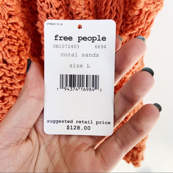NWT Free People Sunday Shore Sweater - Coral Sands - Picture 7 of 7